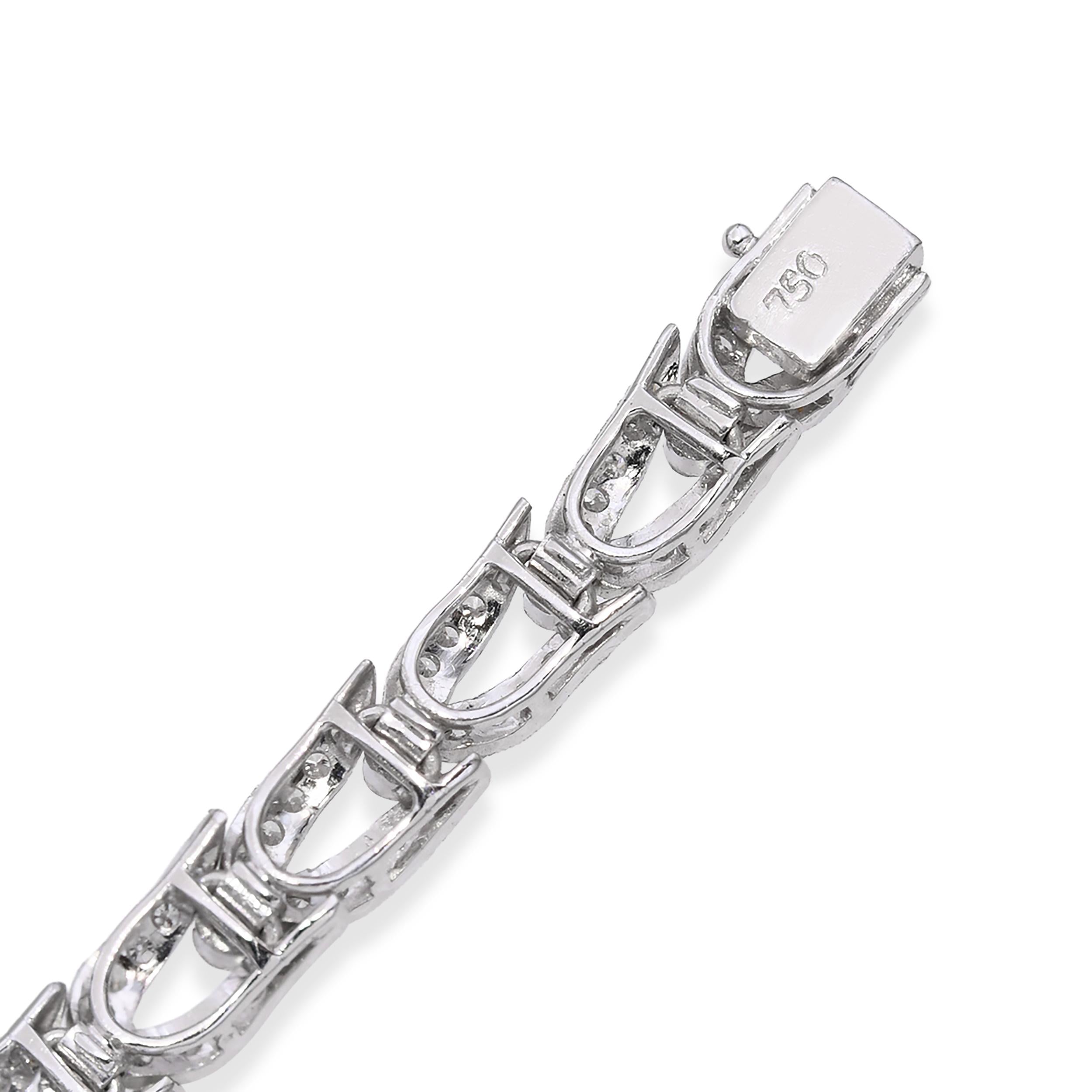 Vintage 18K White Gold 3.96tcw Diamond Filigree Bracelet