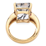 Vintage 14k Yellow Gold Sagenite Schorl in Quartz Ring