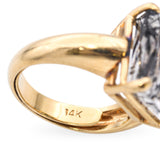 Vintage 14k Yellow Gold Sagenite Schorl in Quartz Ring