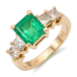 Vintage 14k Yellow Gold Emerald and Diamond Ring