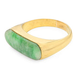 Vintage 24k Yellow Gold Jade Saddle Ring