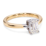 14k Yellow Gold GIA 0.90ct F IF Emerald Cut Diamond Engagement Ring