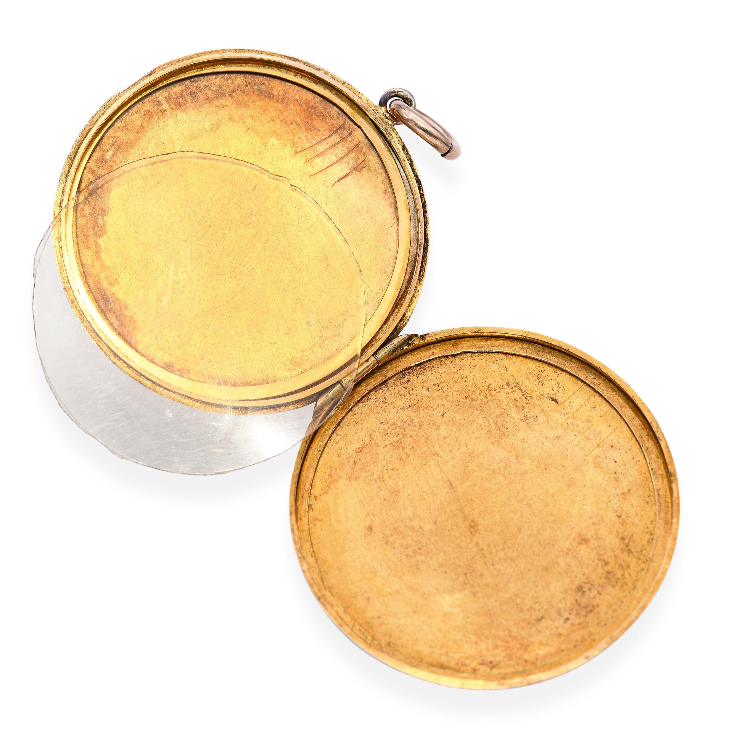 Antique 9k Gold Irish Harp Enamel Quis Separabit Crest Locket Pendant