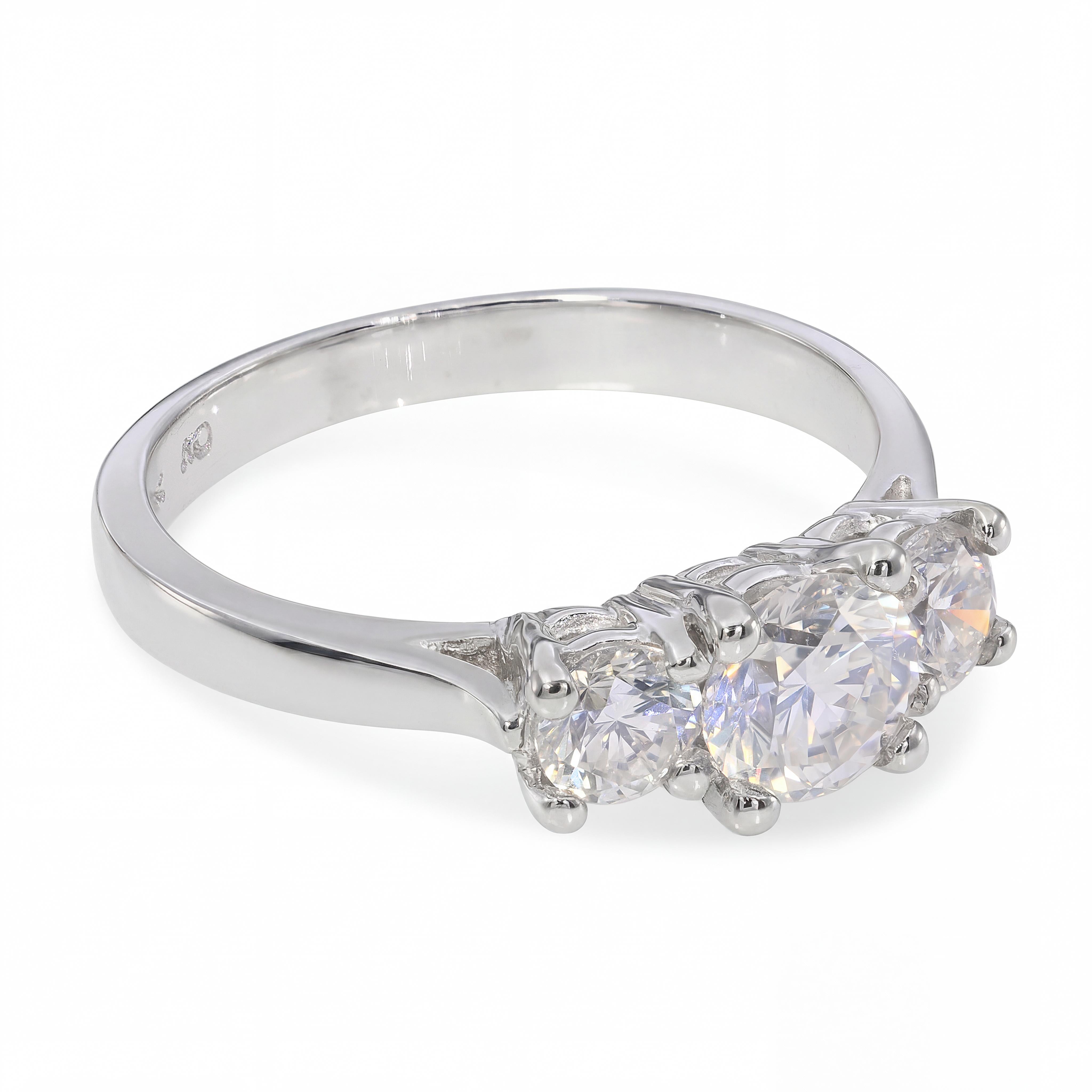 14k White Gold 1.0ctw Diamond Three Stone Engagement Ring