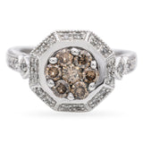EFFY 14k White Gold 0.95tcw Colored Diamond Cluster Ring