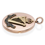 Antique 9k Gold Irish Harp Enamel Quis Separabit Crest Locket Pendant