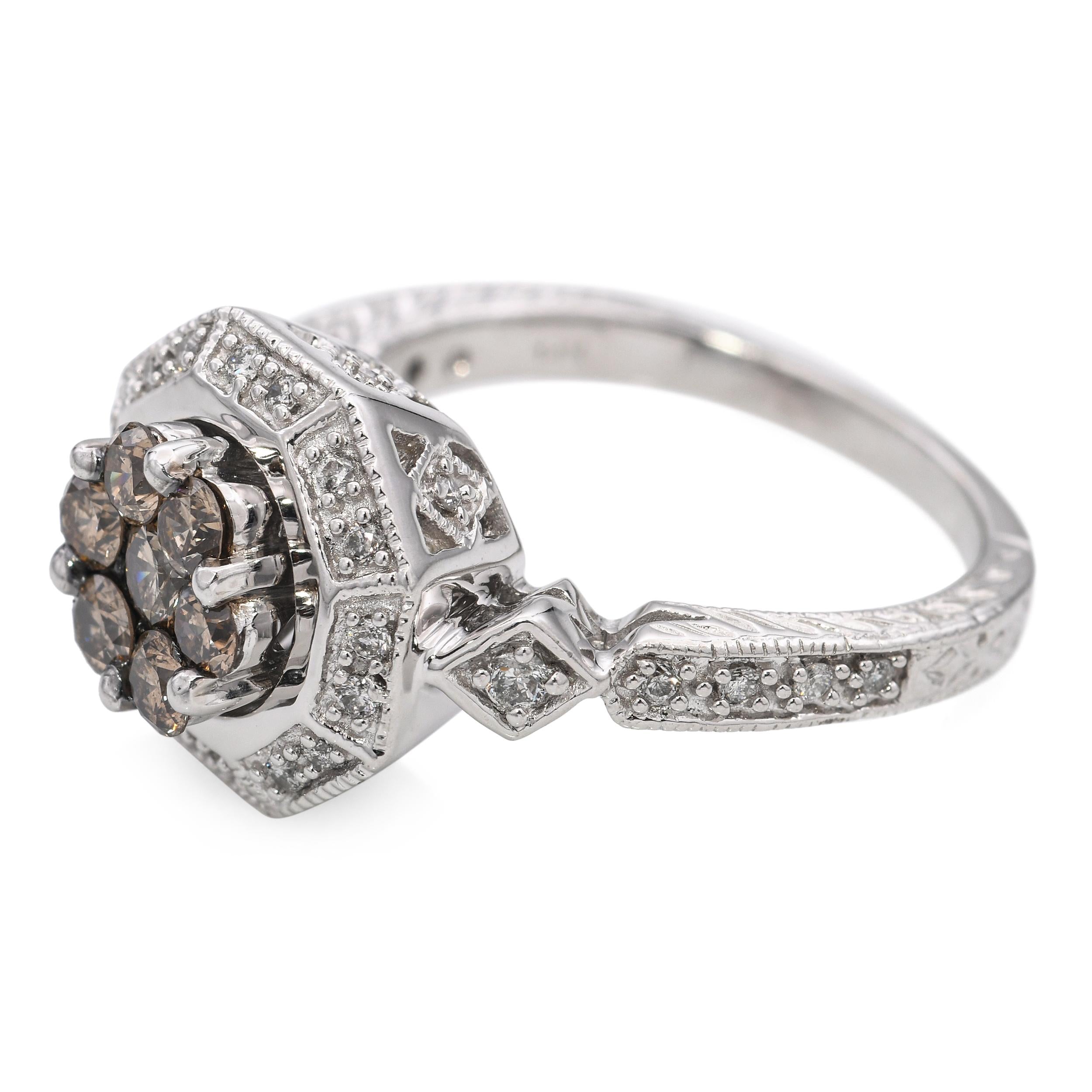 EFFY 14k White Gold 0.95tcw Colored Diamond Cluster Ring