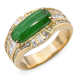 Vintage 18k Yellow Gold Jade and 1.06tcw Diamond Ring