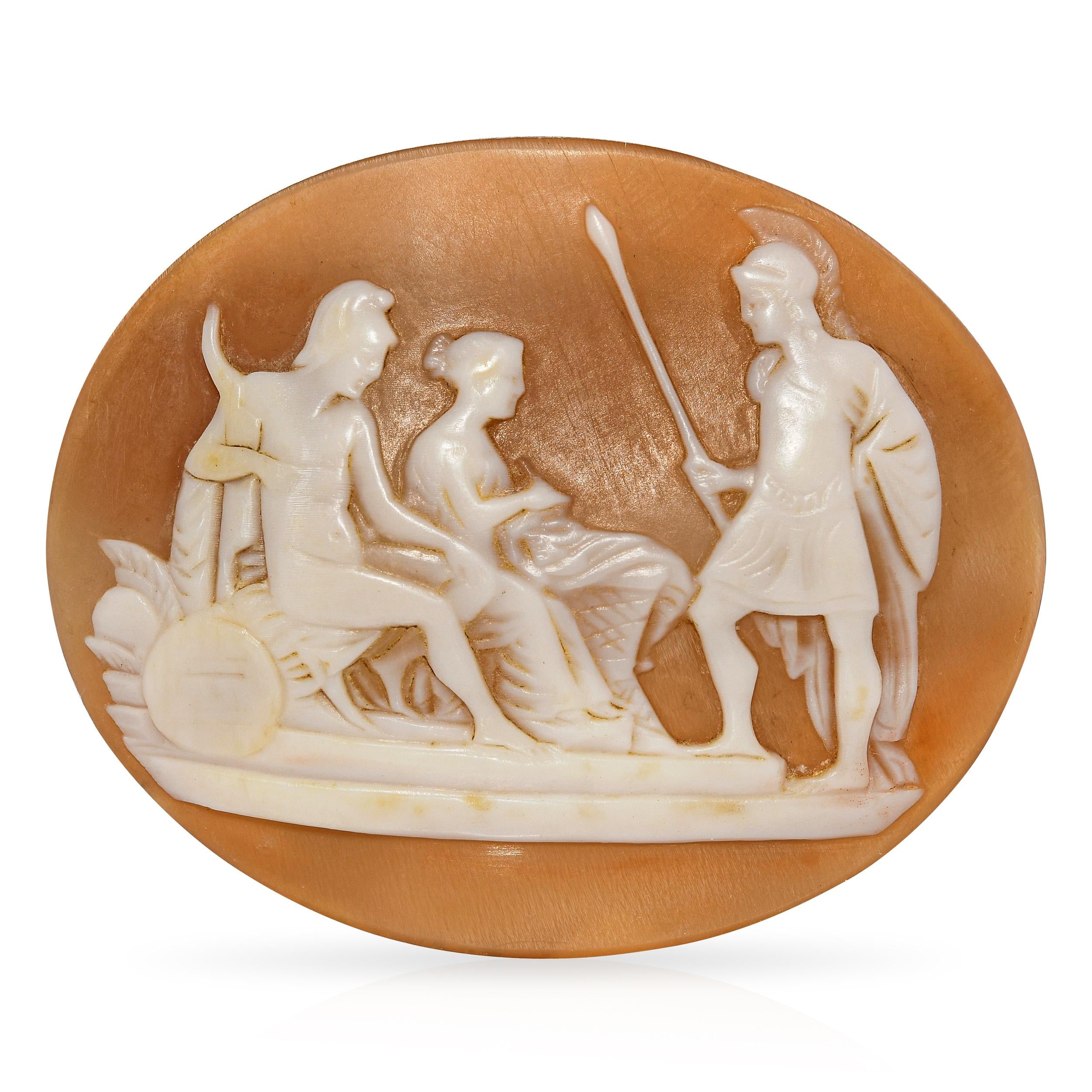 Antique Hector with Paris and Helen Loose Shell Cameo