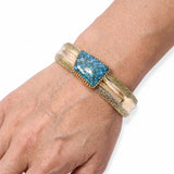 Vintage 14k Yellow Gold Bradley Gashwazra Red Mountain Spiderweb Turquoise Cuff