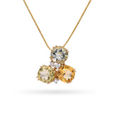 Vintage 14k Yellow Gold 6.31tcw Beryl Cluster & Diamond Pendant Necklace