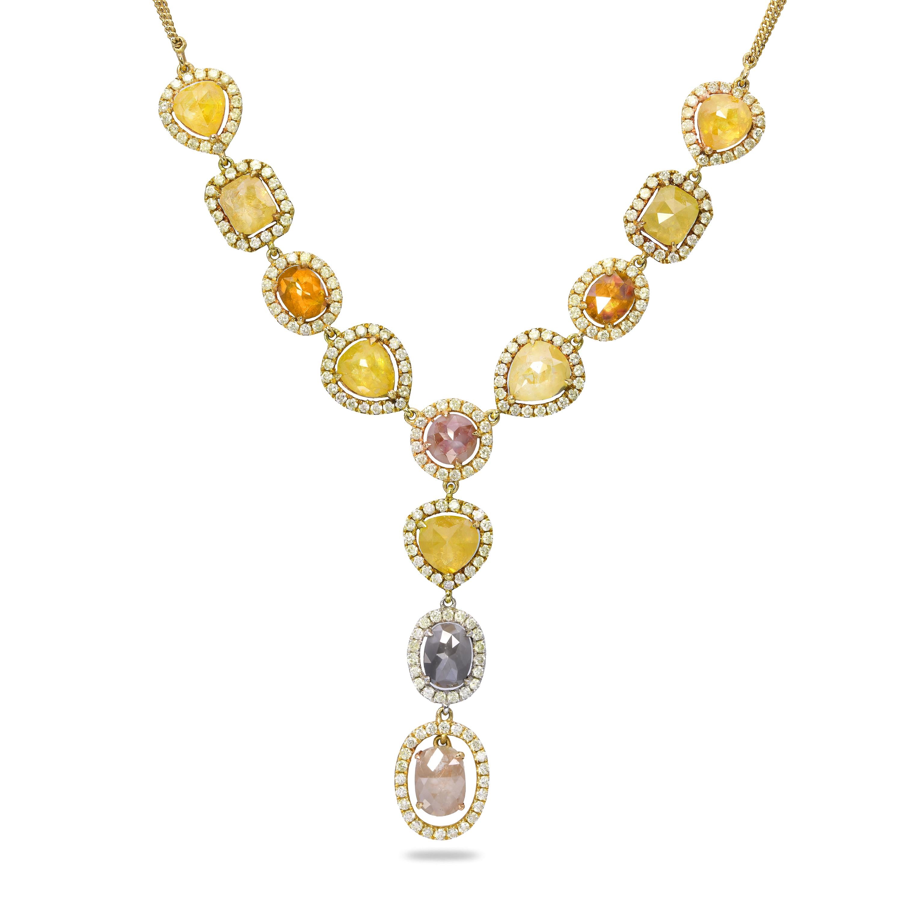 18k Rose Gold 12.69tcw Fancy Diamond Link Necklace