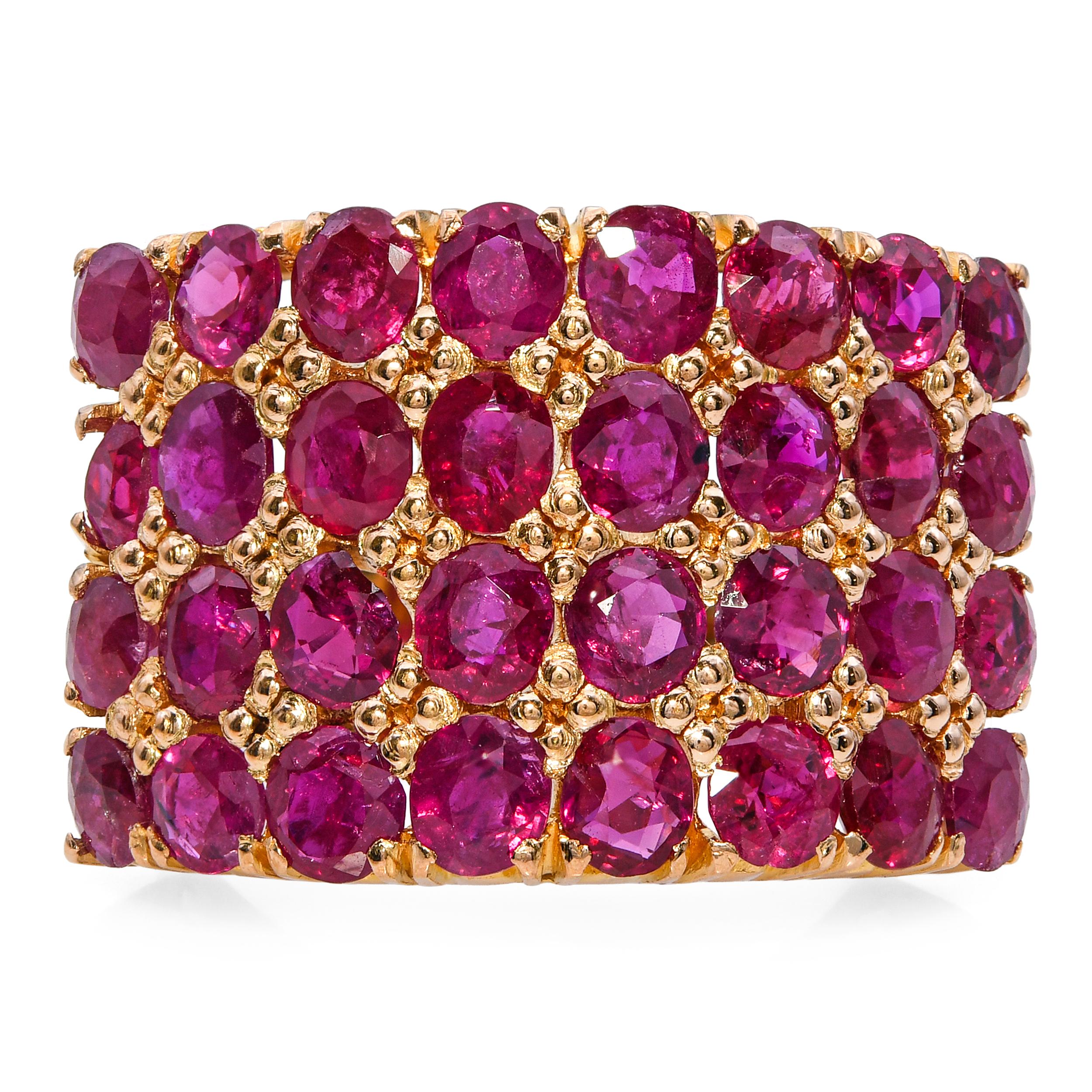 Vintage 20k Yellow Gold 4.8tcw Ruby Statement Ring