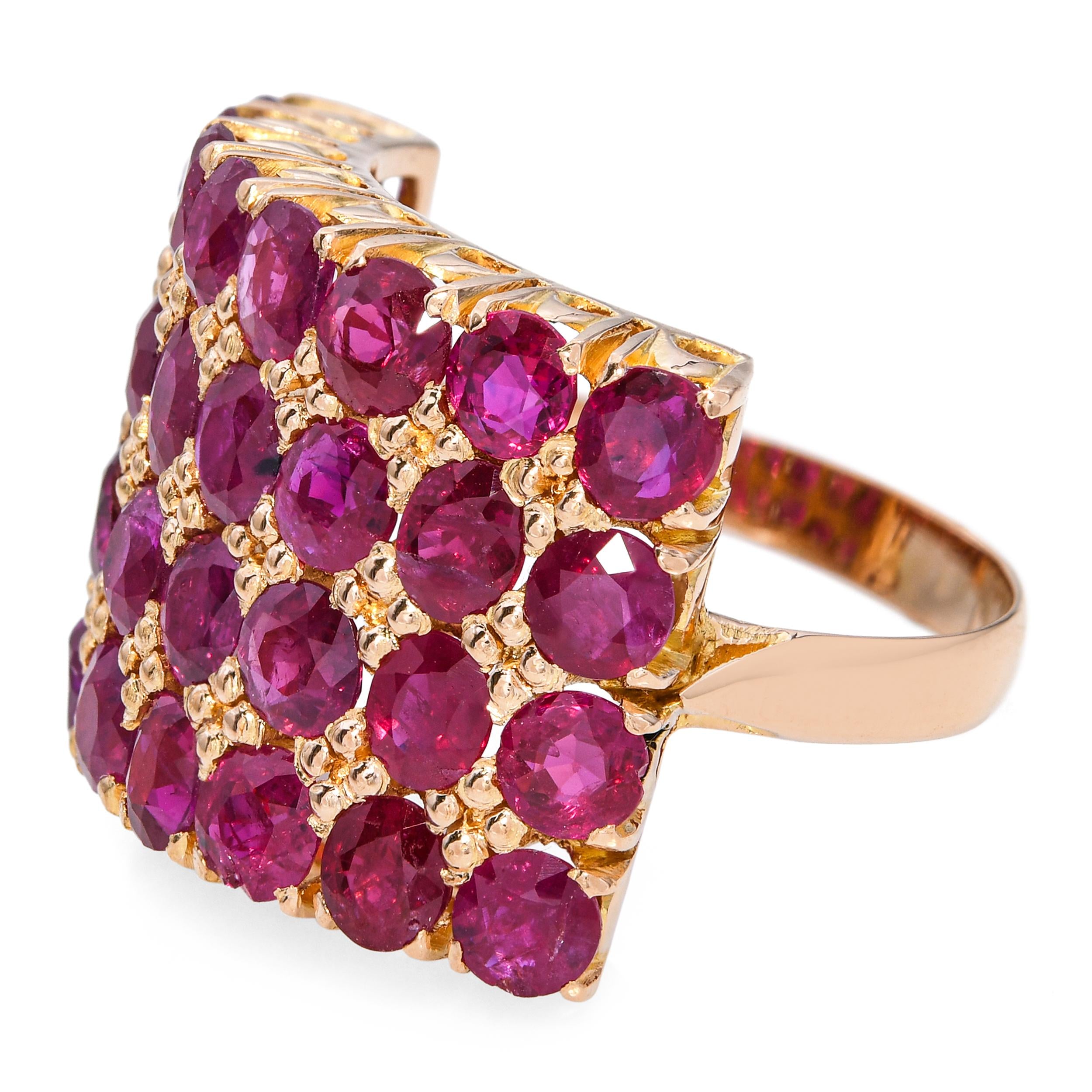 Vintage 20k Yellow Gold 4.8tcw Ruby Statement Ring
