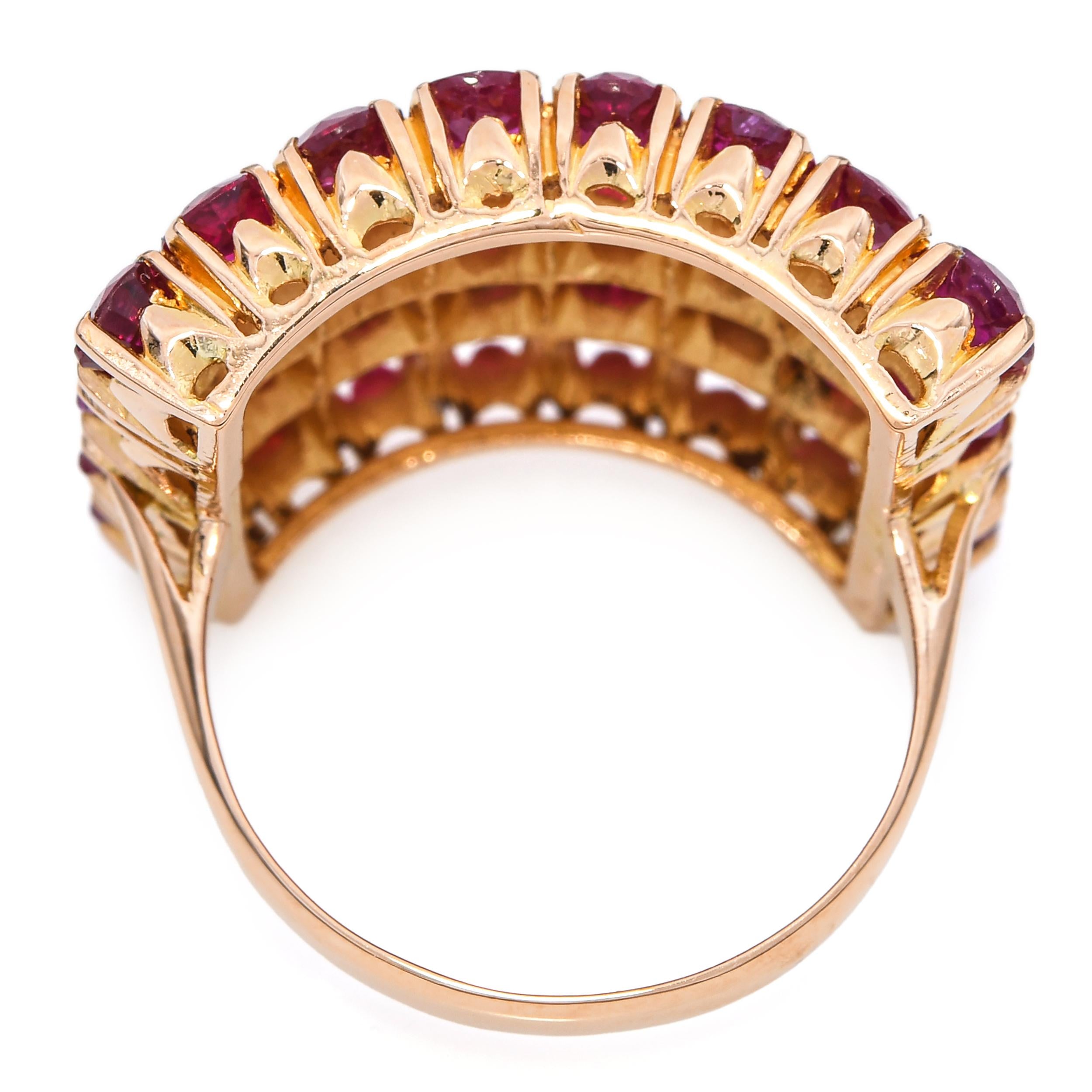 Vintage 20k Yellow Gold 4.8tcw Ruby Statement Ring