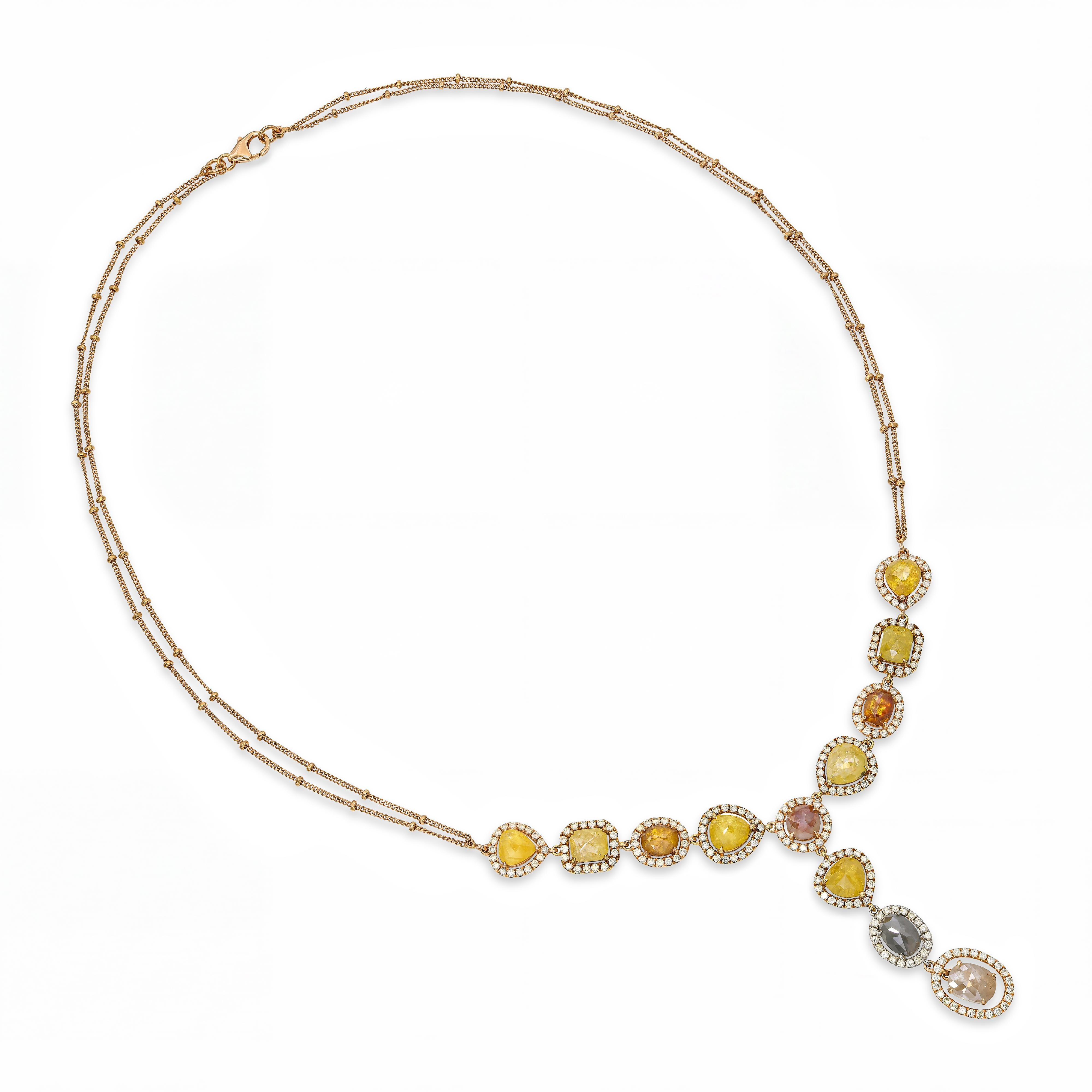 18k Rose Gold 12.69tcw Fancy Diamond Link Necklace