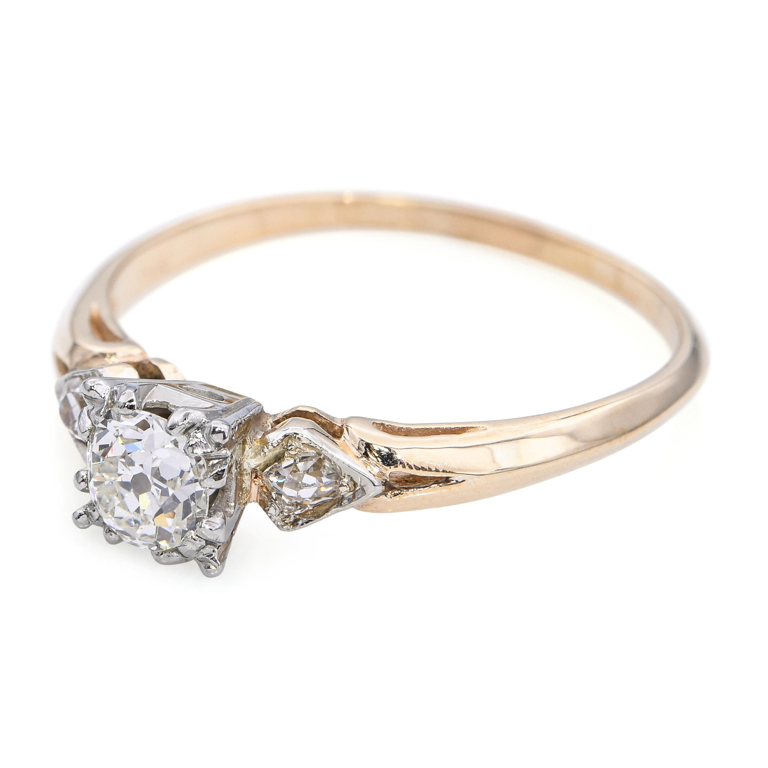 Antique 14k Yellow Gold 0.53tcw J Si1 Old Mine Cut Diamond Ring