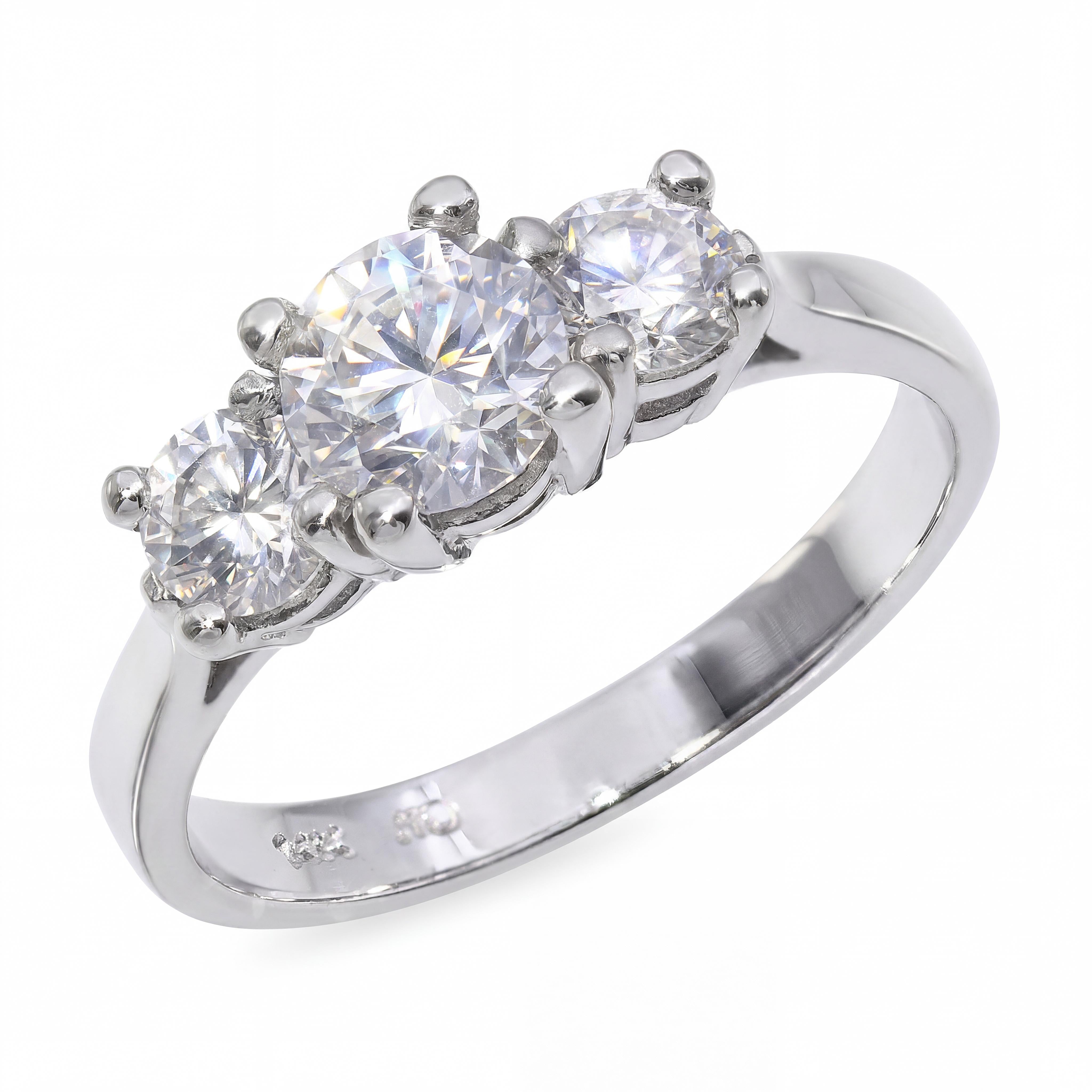 14k White Gold 1.0ctw Diamond Three Stone Engagement Ring