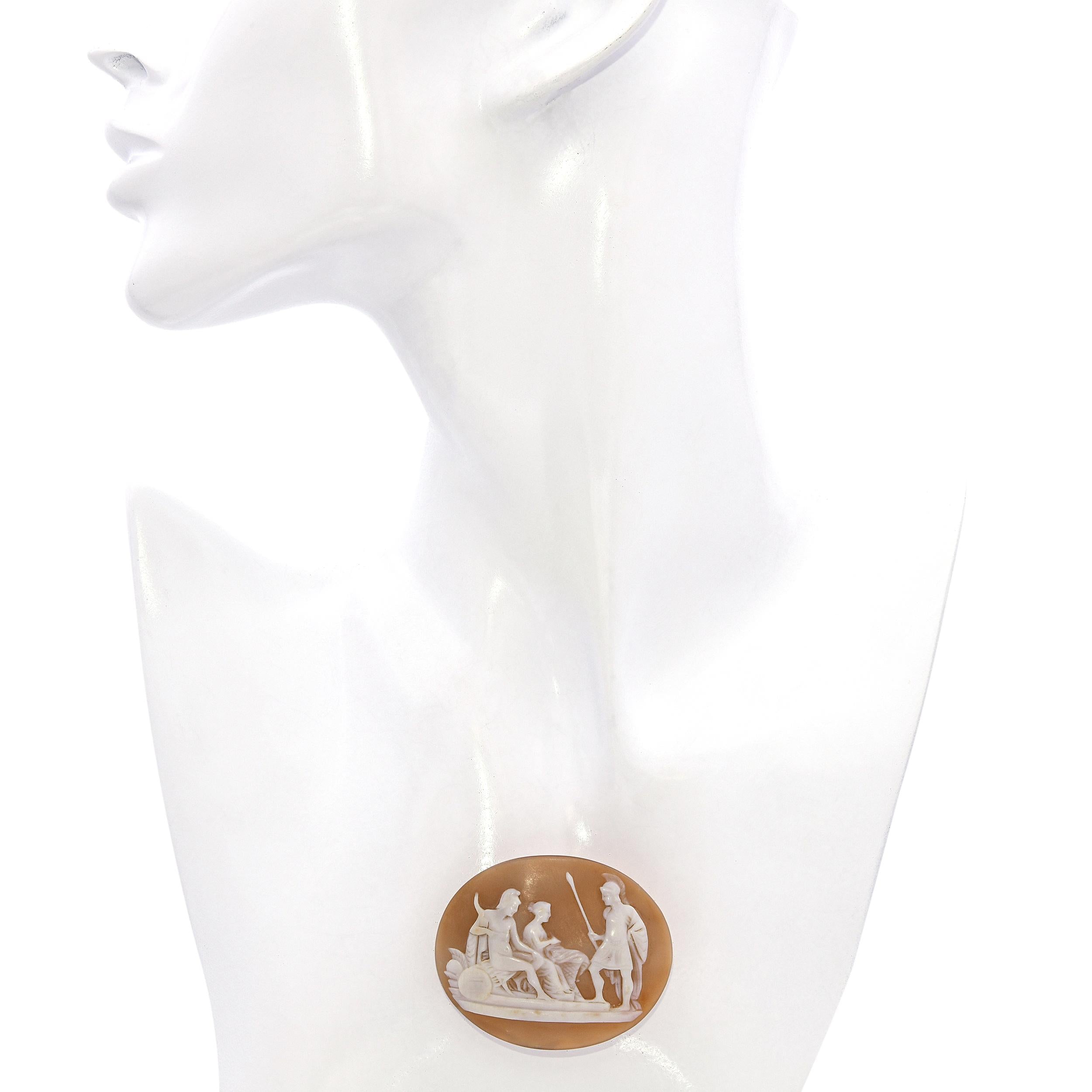 Antique Hector with Paris and Helen Loose Shell Cameo