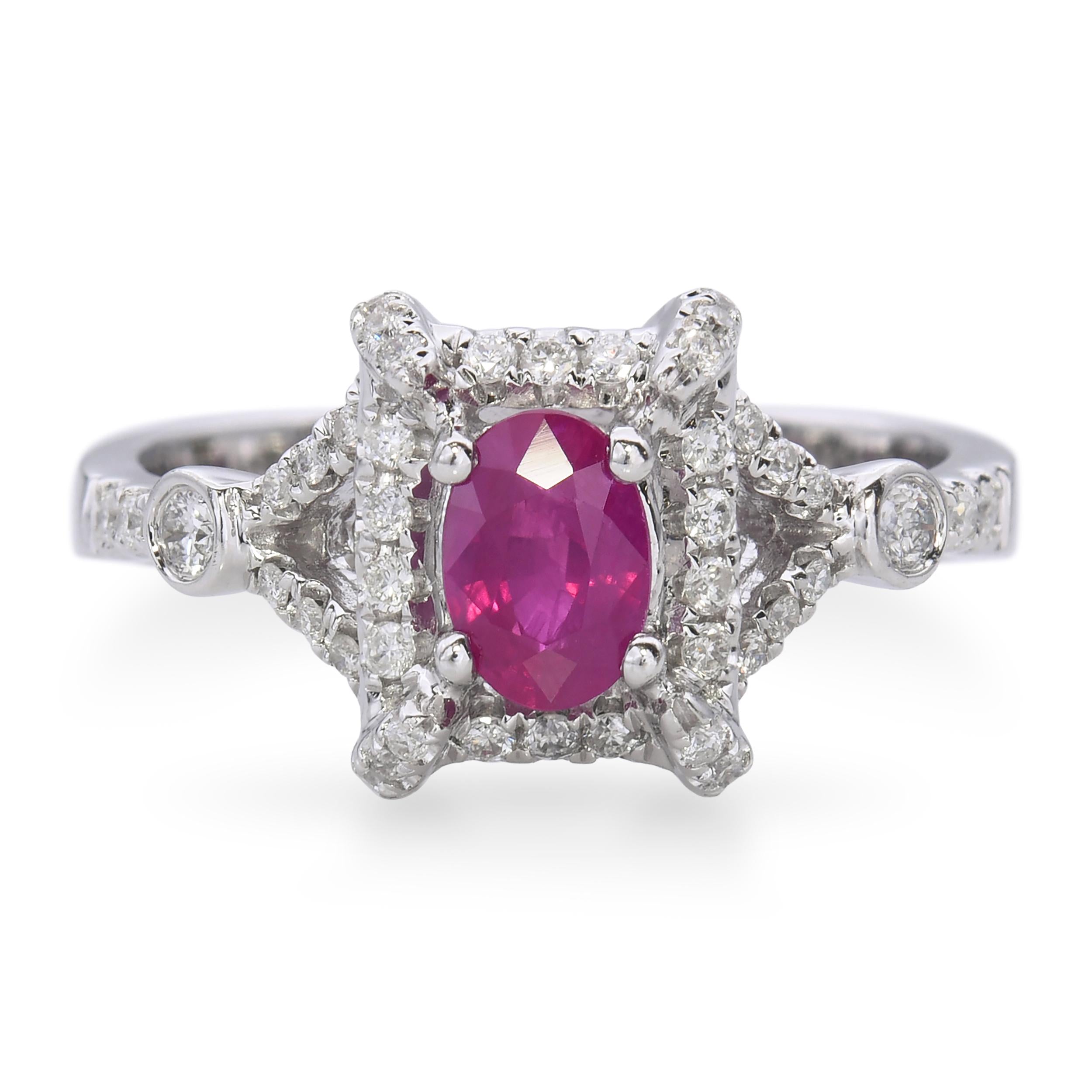 14k White Gold 0.71ct Ruby and Diamond Ring