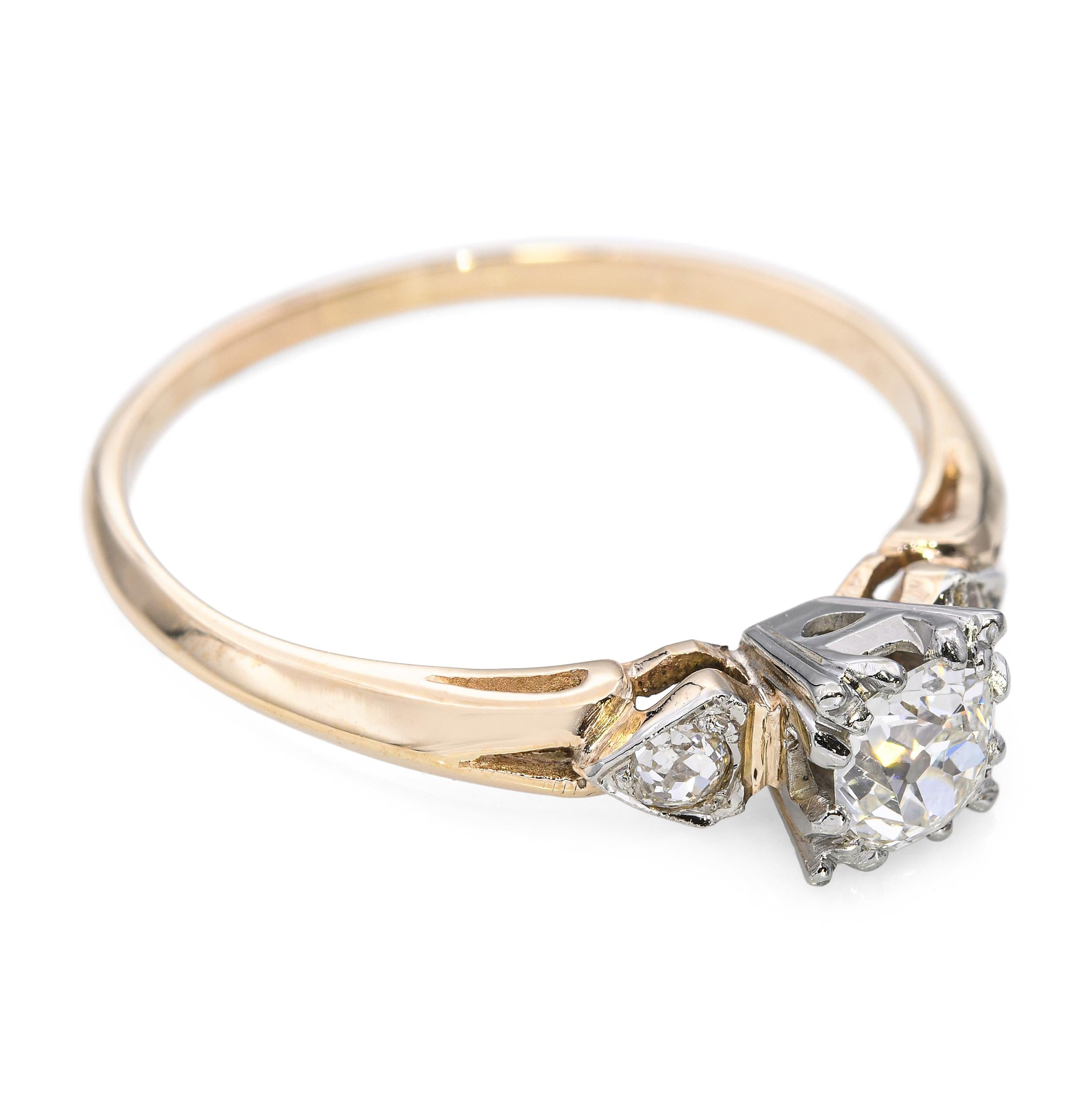 Antique 14k Yellow Gold 0.53tcw J Si1 Old Mine Cut Diamond Ring
