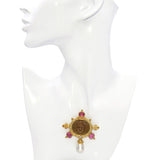 Vintage 18k Yellow Gold Lava Cameo Rubellite and Pearl Pendant Brooch