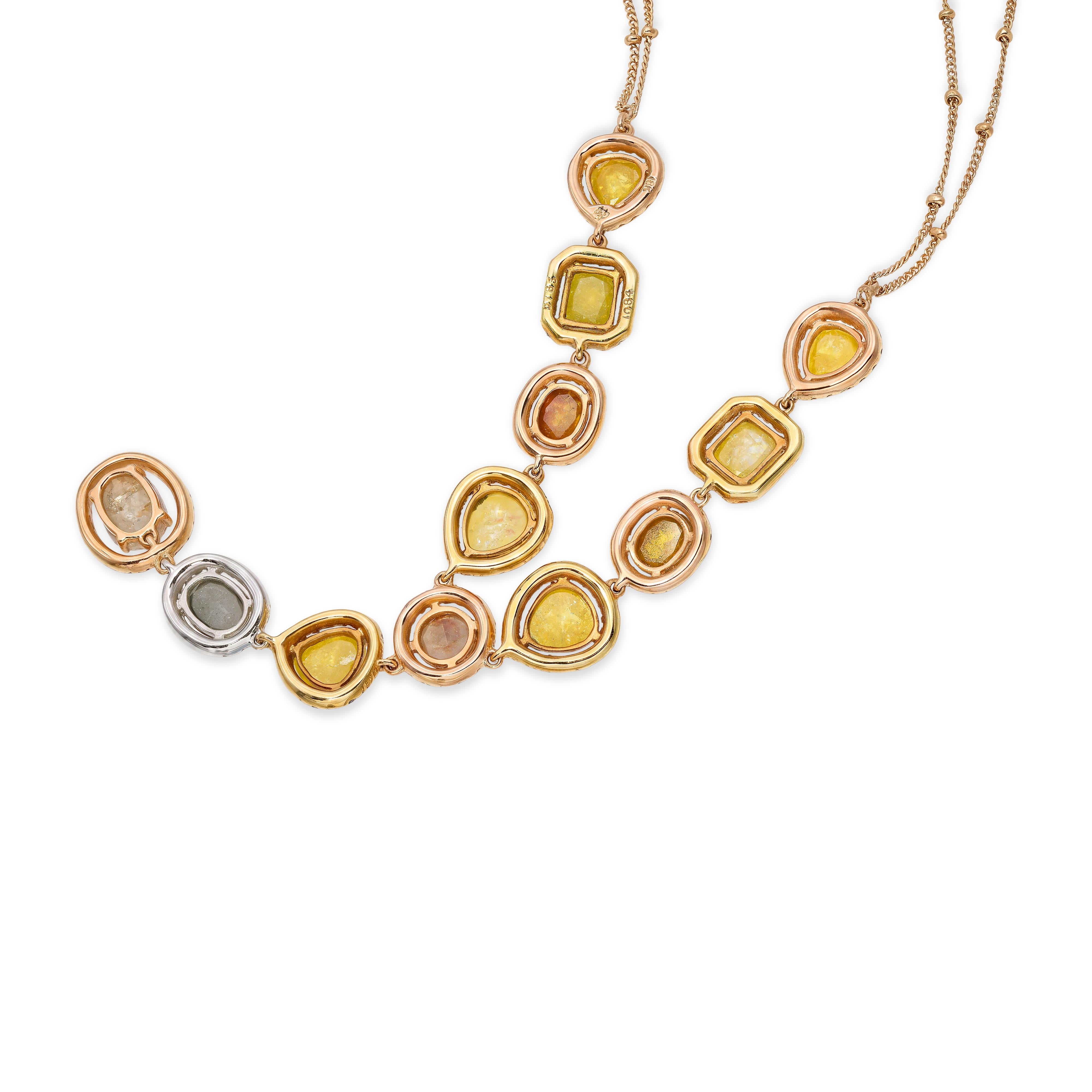 18k Rose Gold 12.69tcw Fancy Diamond Link Necklace