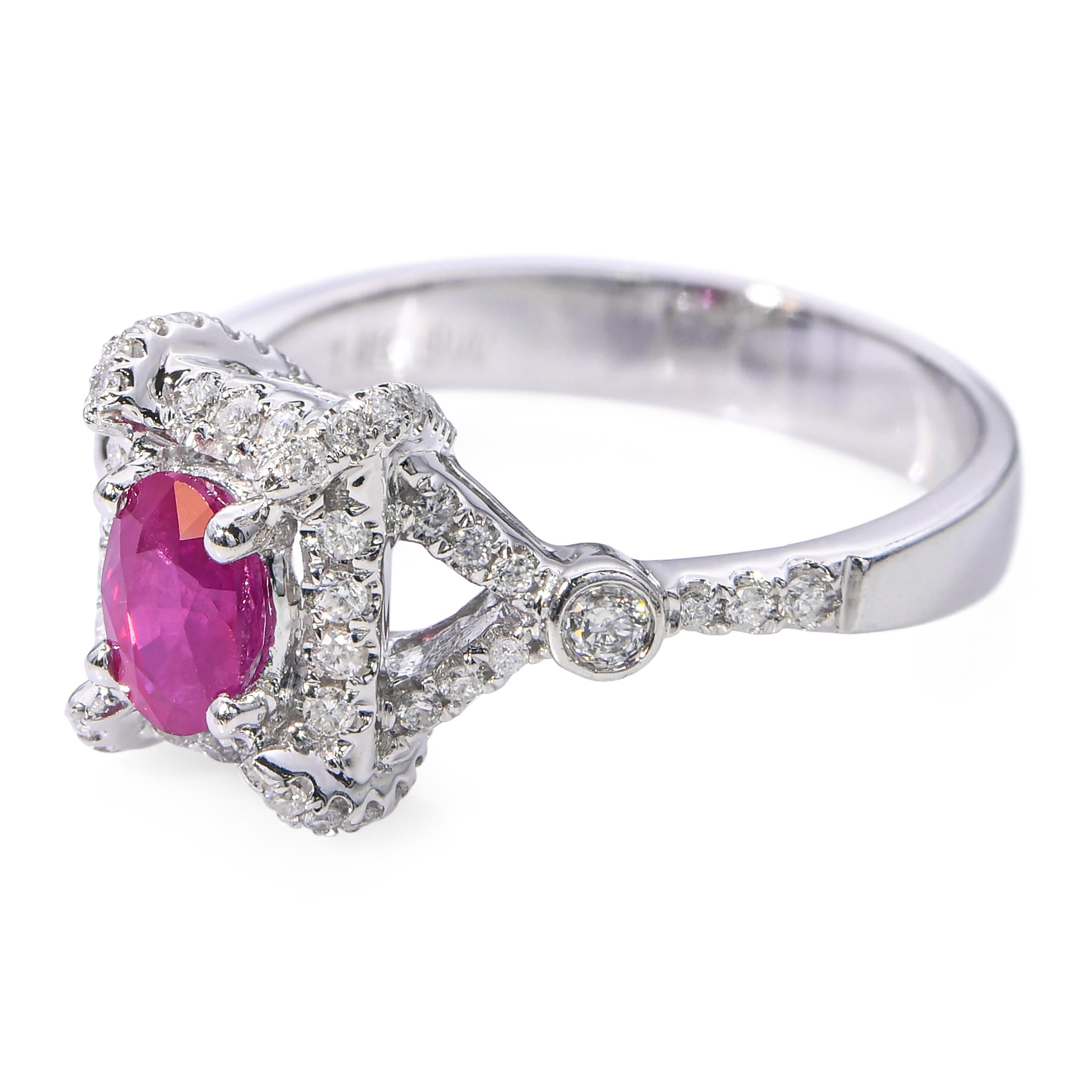 14k White Gold 0.71ct Ruby and Diamond Ring