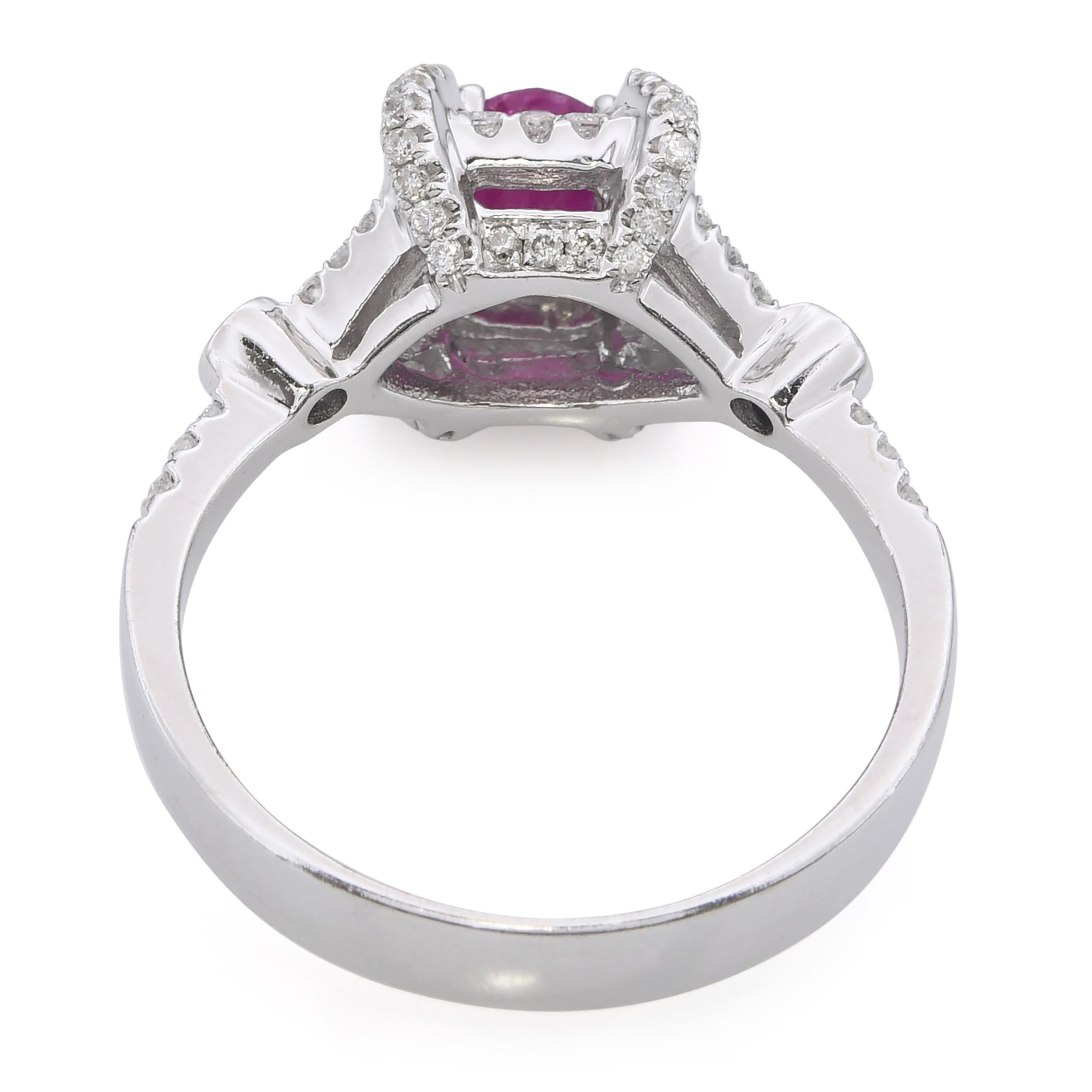 14k White Gold 0.71ct Ruby and Diamond Ring