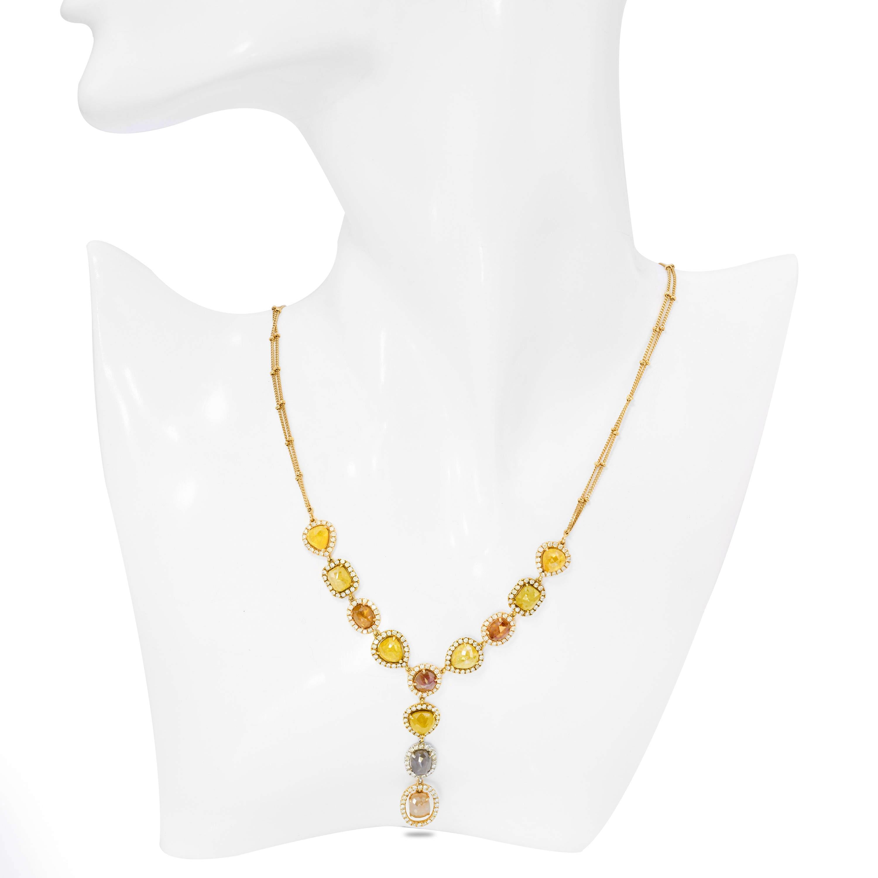 18k Rose Gold 12.69tcw Fancy Diamond Link Necklace