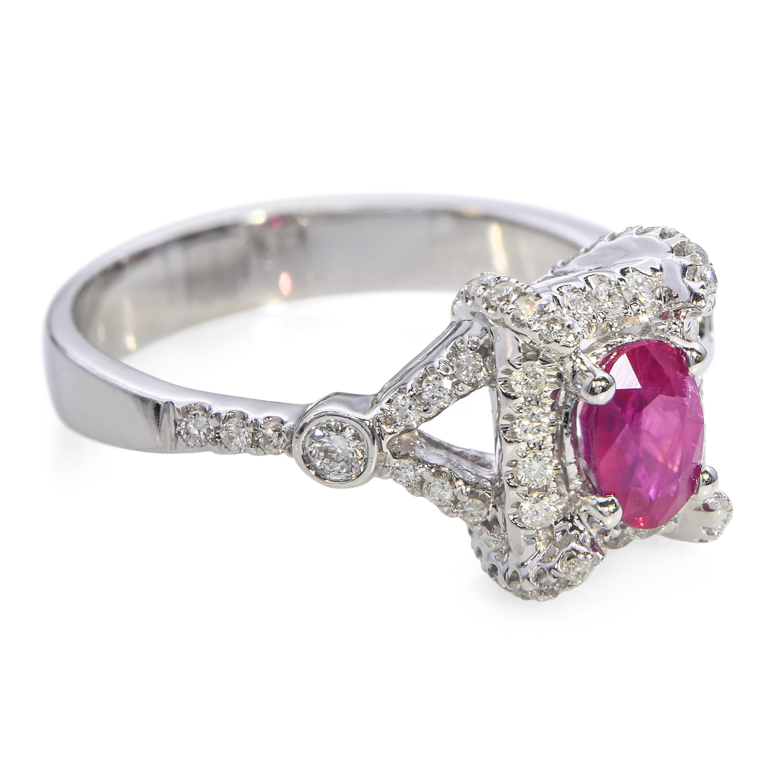 14k White Gold 0.71ct Ruby and Diamond Ring
