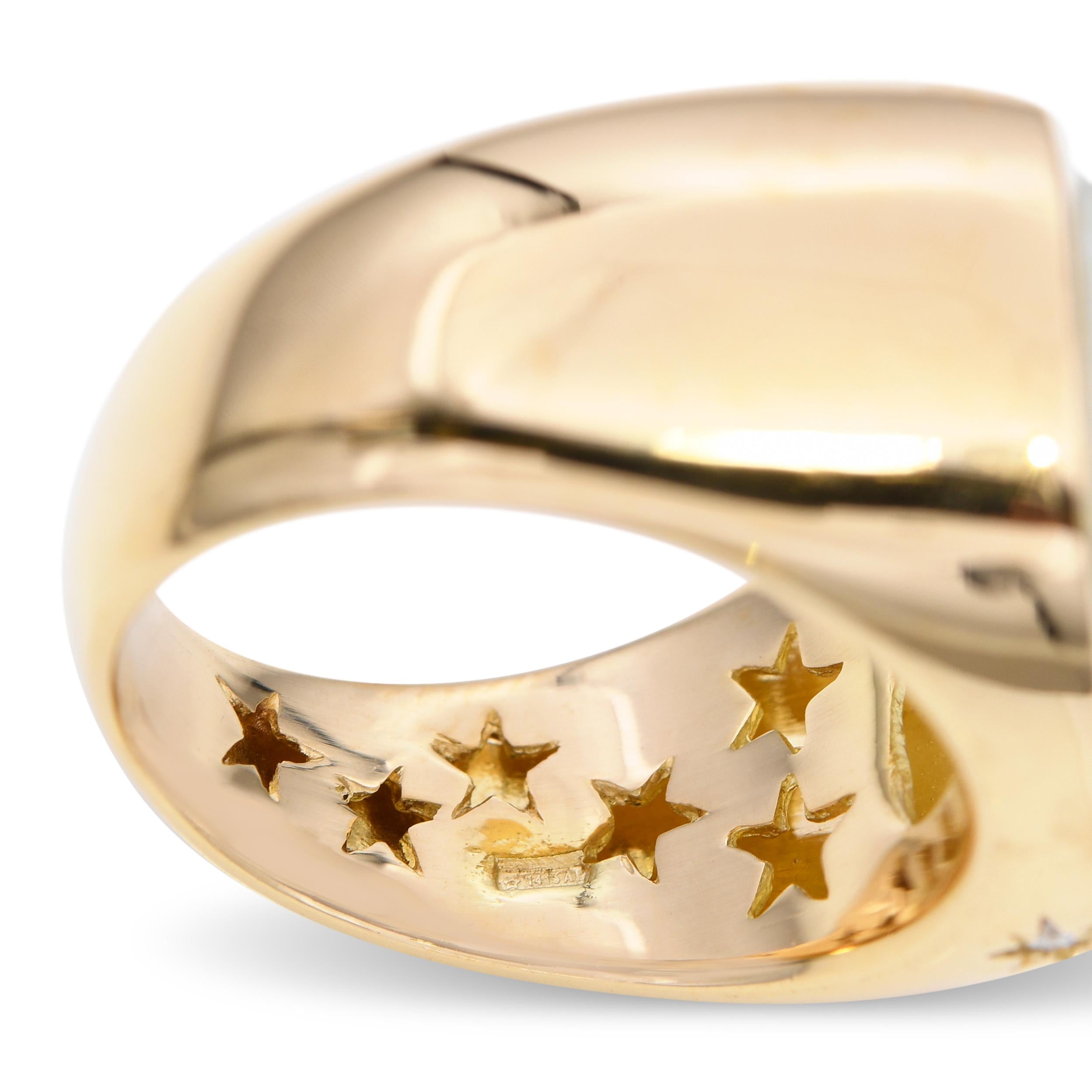 H Stern 18k Yellow Gold White Jadeite Dome Ring