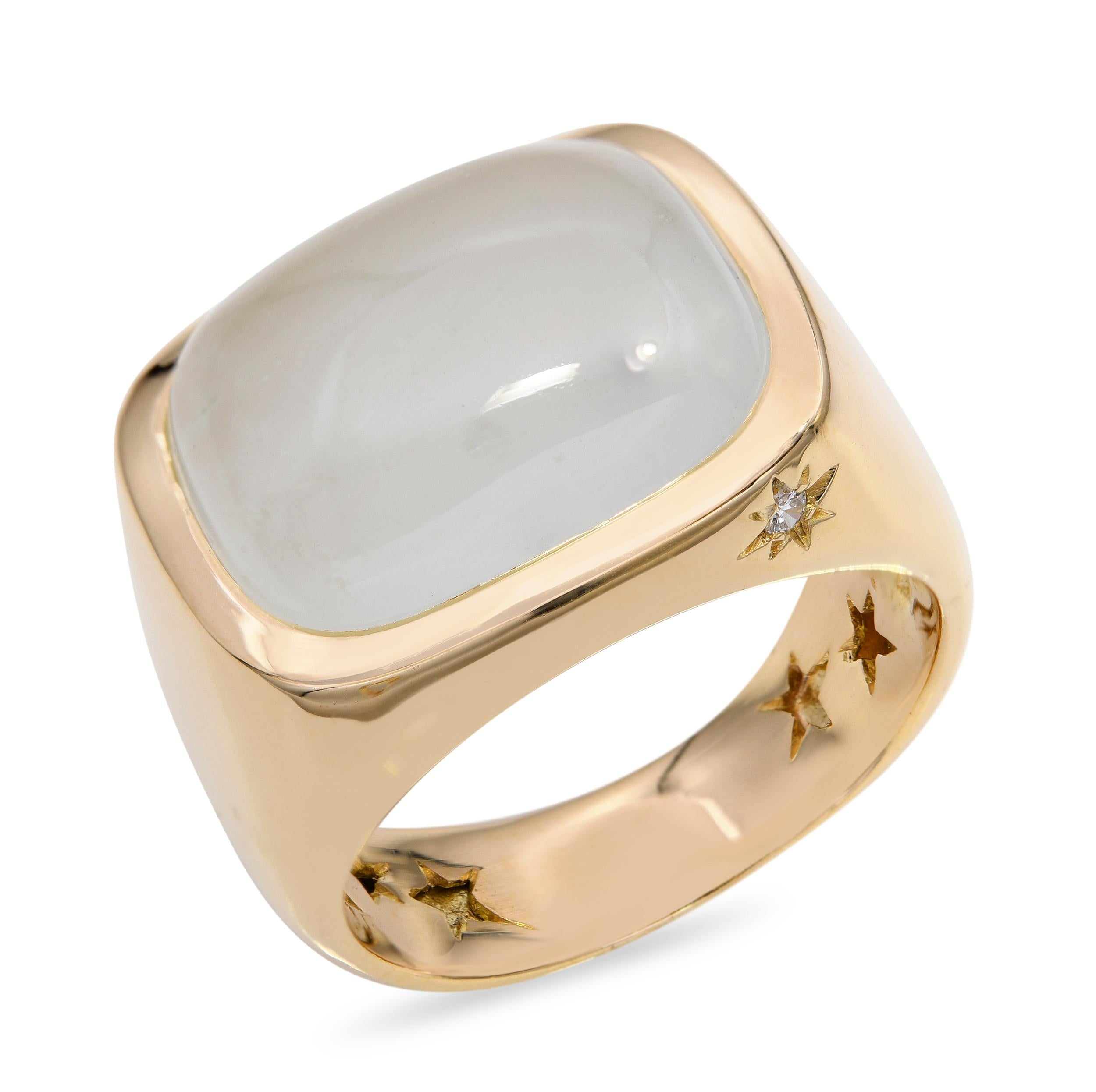 H Stern 18k Yellow Gold White Jadeite Dome Ring