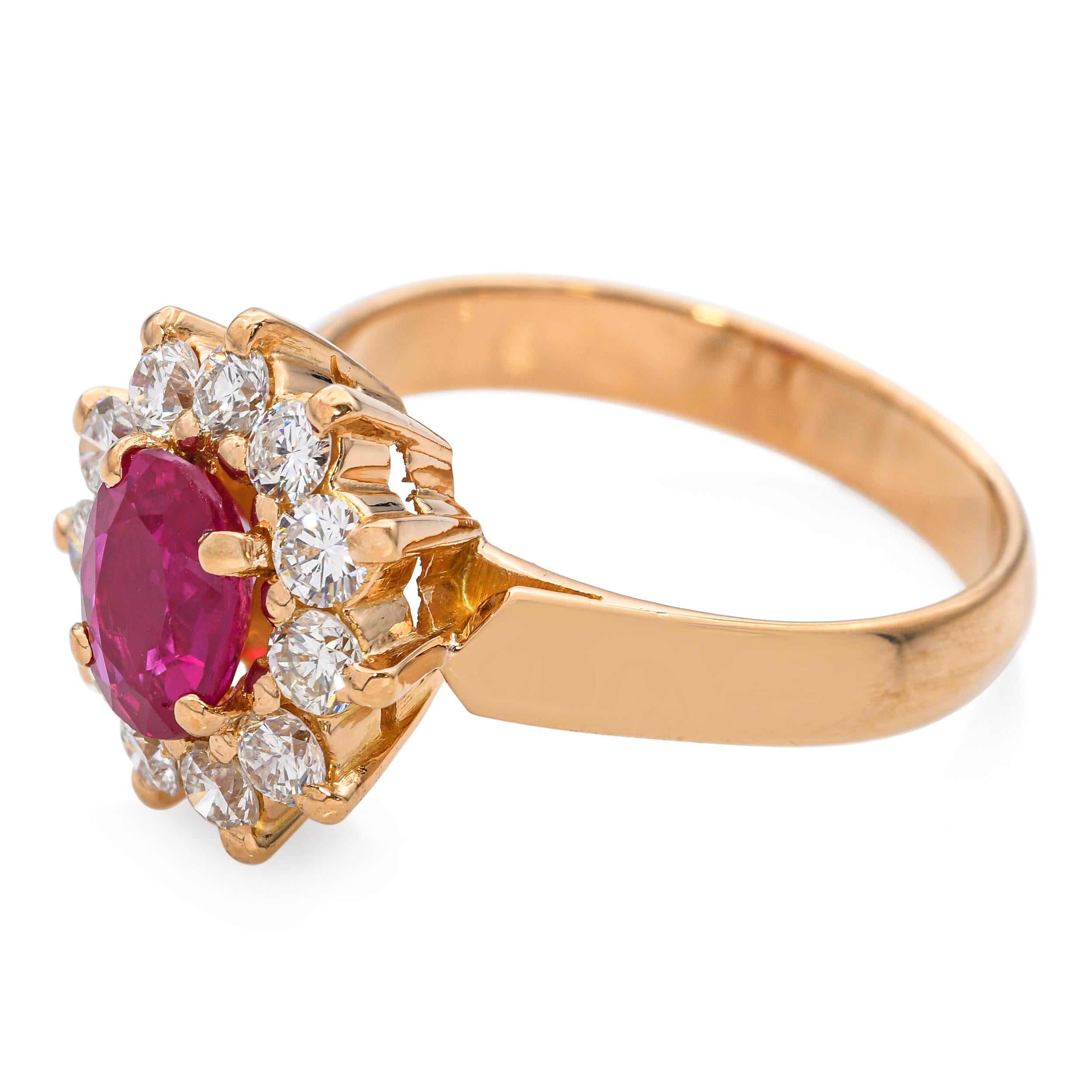 Vintage 21K Yellow Gold 0.75ct Ruby and Diamond Halo Ring