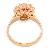 Vintage 21K Yellow Gold 0.75ct Ruby and Diamond Halo Ring