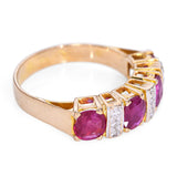 Vintage 14k Yellow Gold 1.50tcw Burmese Ruby and Diamond Half Band Ring