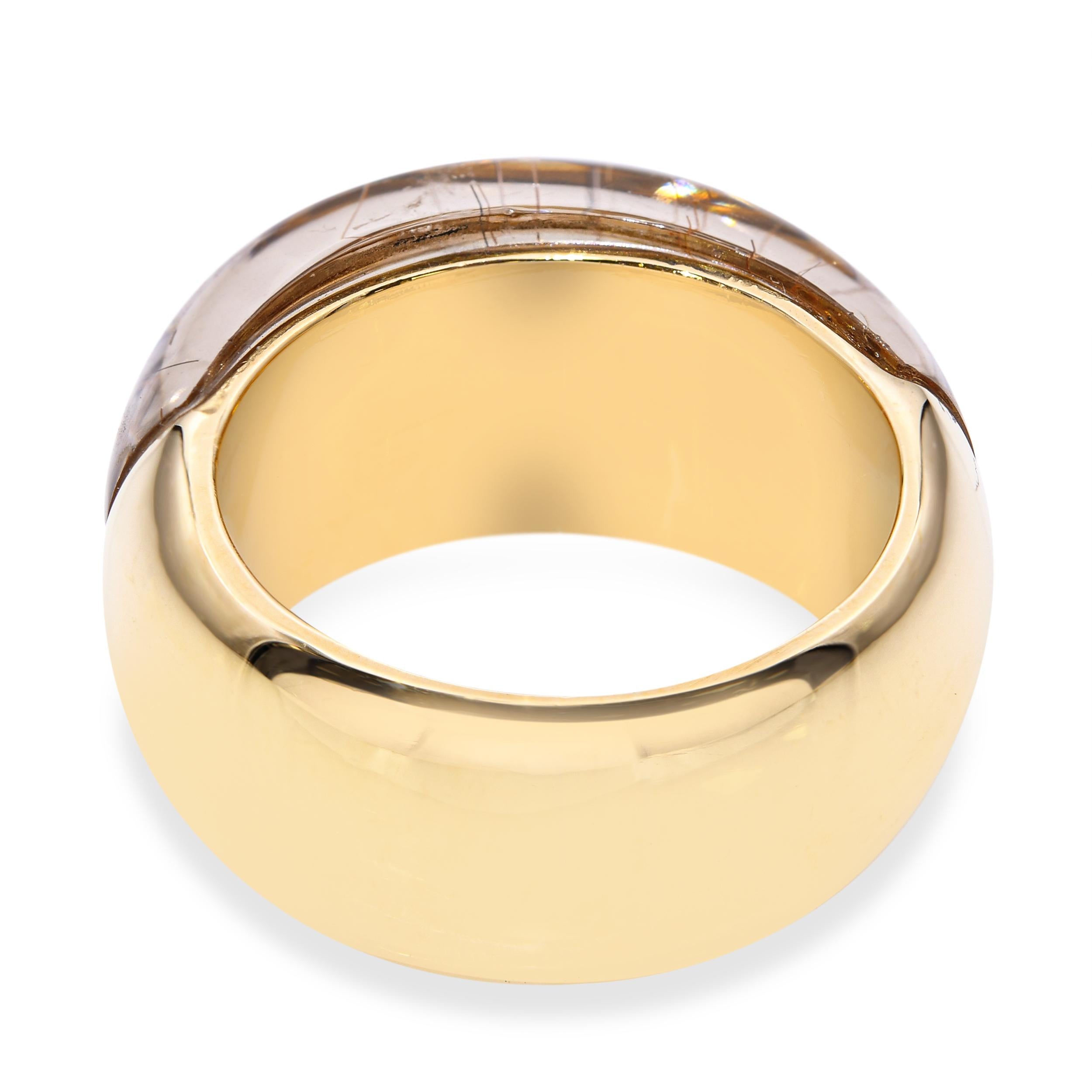 H Stern 18k Yellow Gold and Carved Rutilated Quartz Dome Ring