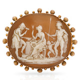 Antique 14k Yellow Gold Shell Cameo Vulcans Forge Venus with Husband Brooch