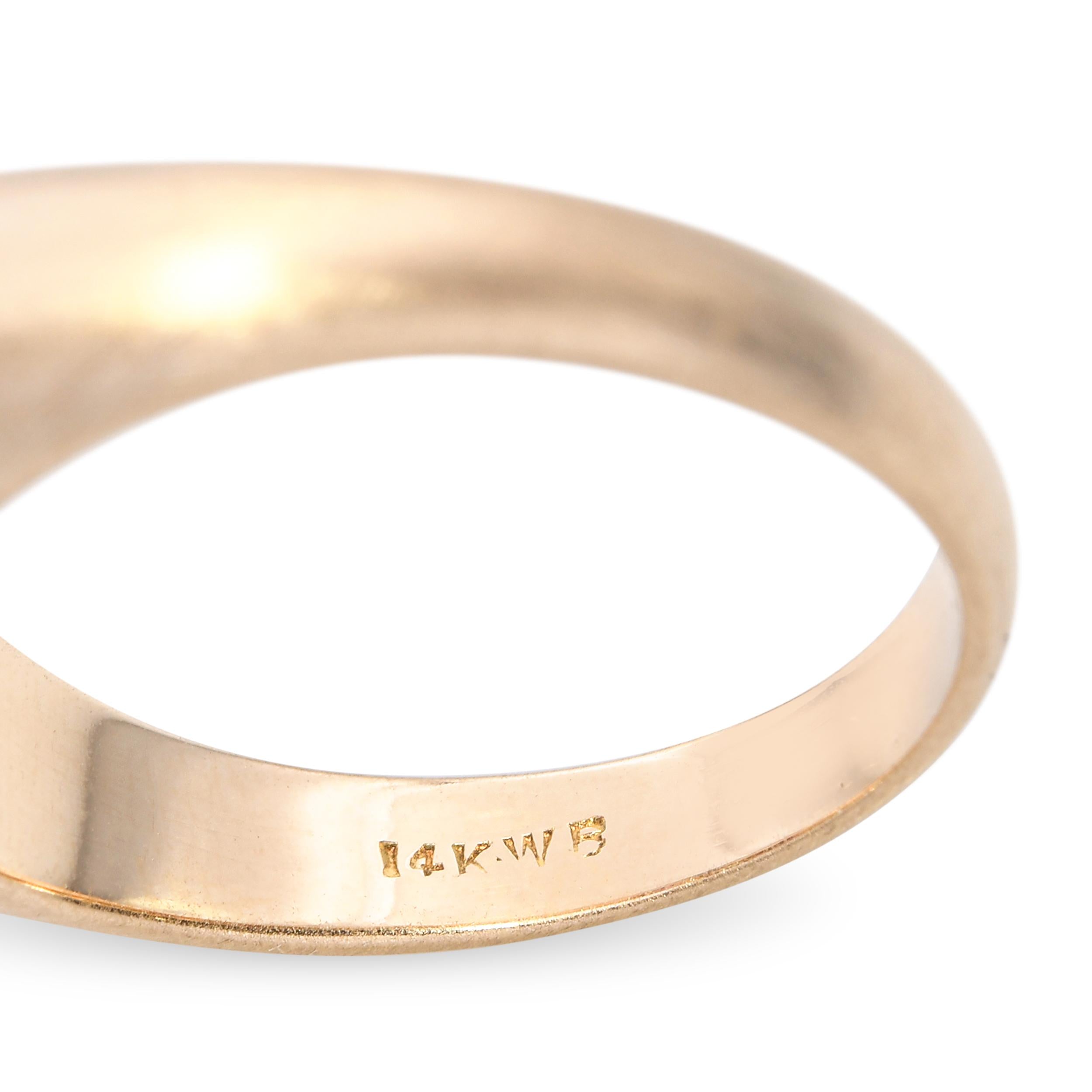 Antique 14k Satin Yellow Gold Three Stone Diamond and Ruby Ring