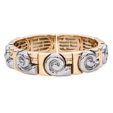 Vintage Bvlgari 18k Yellow Gold and Steel Saetta Swirl Cuff Bracelet