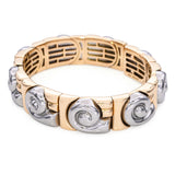 Vintage Bvlgari 18k Yellow Gold and Steel Saetta Swirl Cuff Bracelet