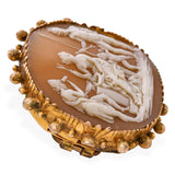 Antique 14k Yellow Gold Shell Cameo Vulcans Forge Venus with Husband Brooch