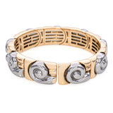 Vintage Bvlgari 18k Yellow Gold and Steel Saetta Swirl Cuff Bracelet