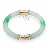 Vintage 14k Yellow Gold Jade Hinged Bangle Bracelet