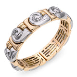 Vintage Bvlgari 18k Yellow Gold and Steel Saetta Swirl Cuff Bracelet