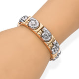 Vintage Bvlgari 18k Yellow Gold and Steel Saetta Swirl Cuff Bracelet