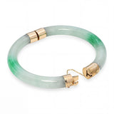Vintage 14k Yellow Gold Jade Hinged Bangle Bracelet