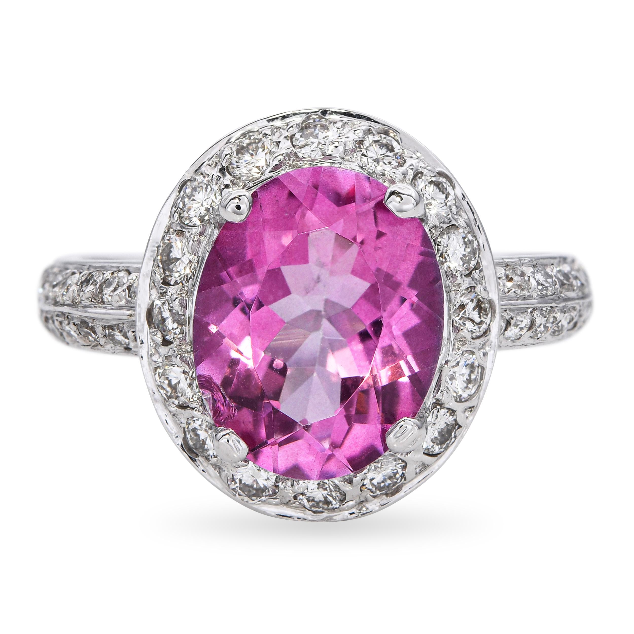 14k White Gold  2.45ct Imperial Topaz and Diamond Ring