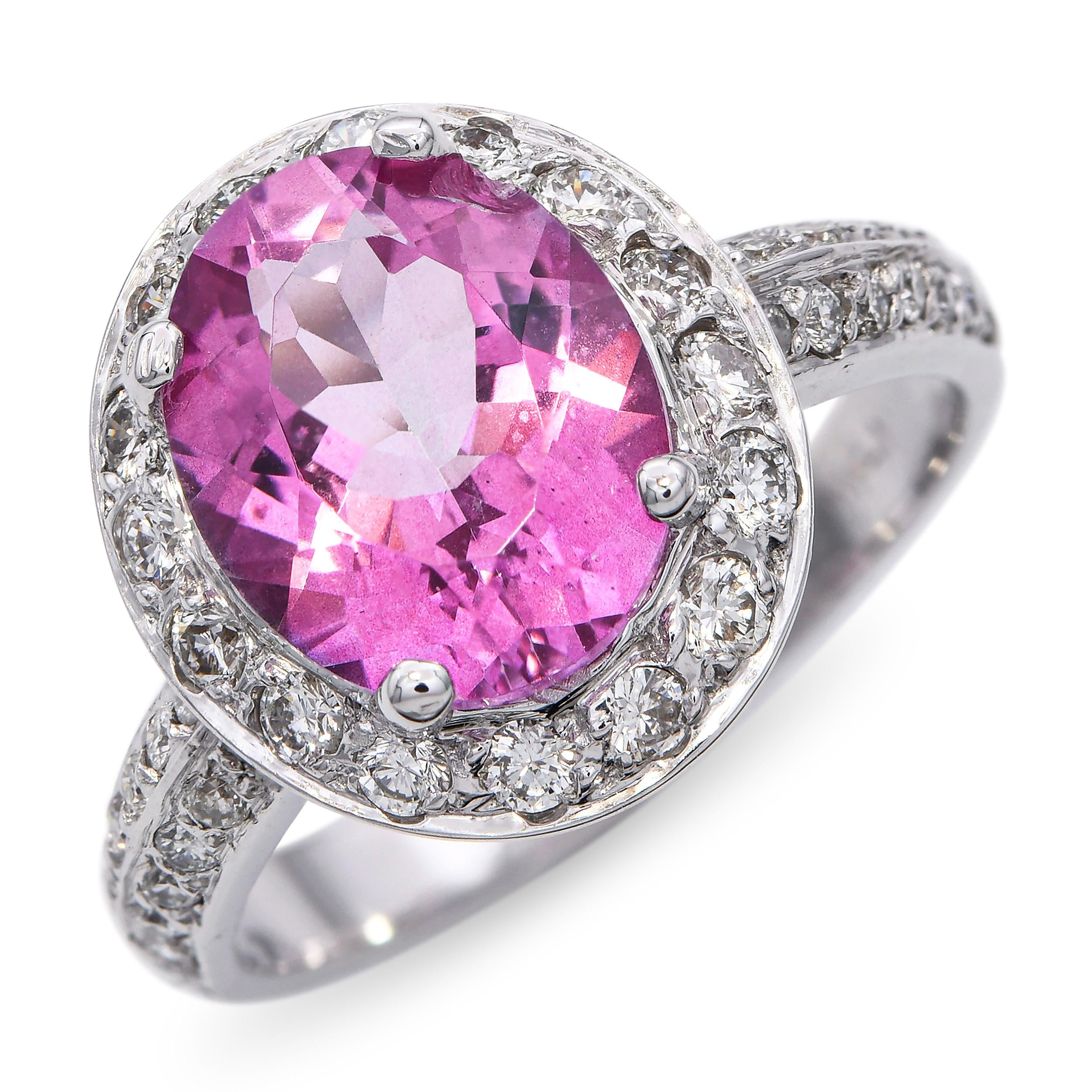 14k White Gold  2.45ct Imperial Topaz and Diamond Ring