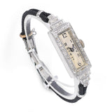 Art Deco Belvil 900 Platinum Diamond Hand Wind Watch